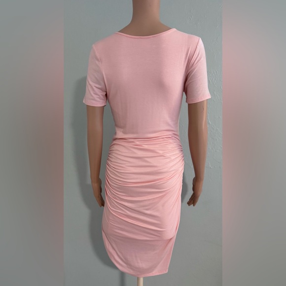 VENUS baby pink ruched midi dress S - Picture 2 of 7